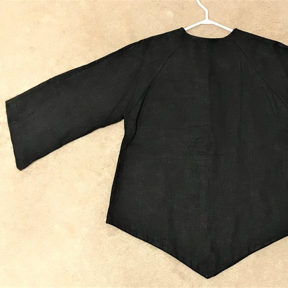 French Connection Women Black Zipper Neck 100% Linen Tunic Size M Made in UK - Picture 5 of 7